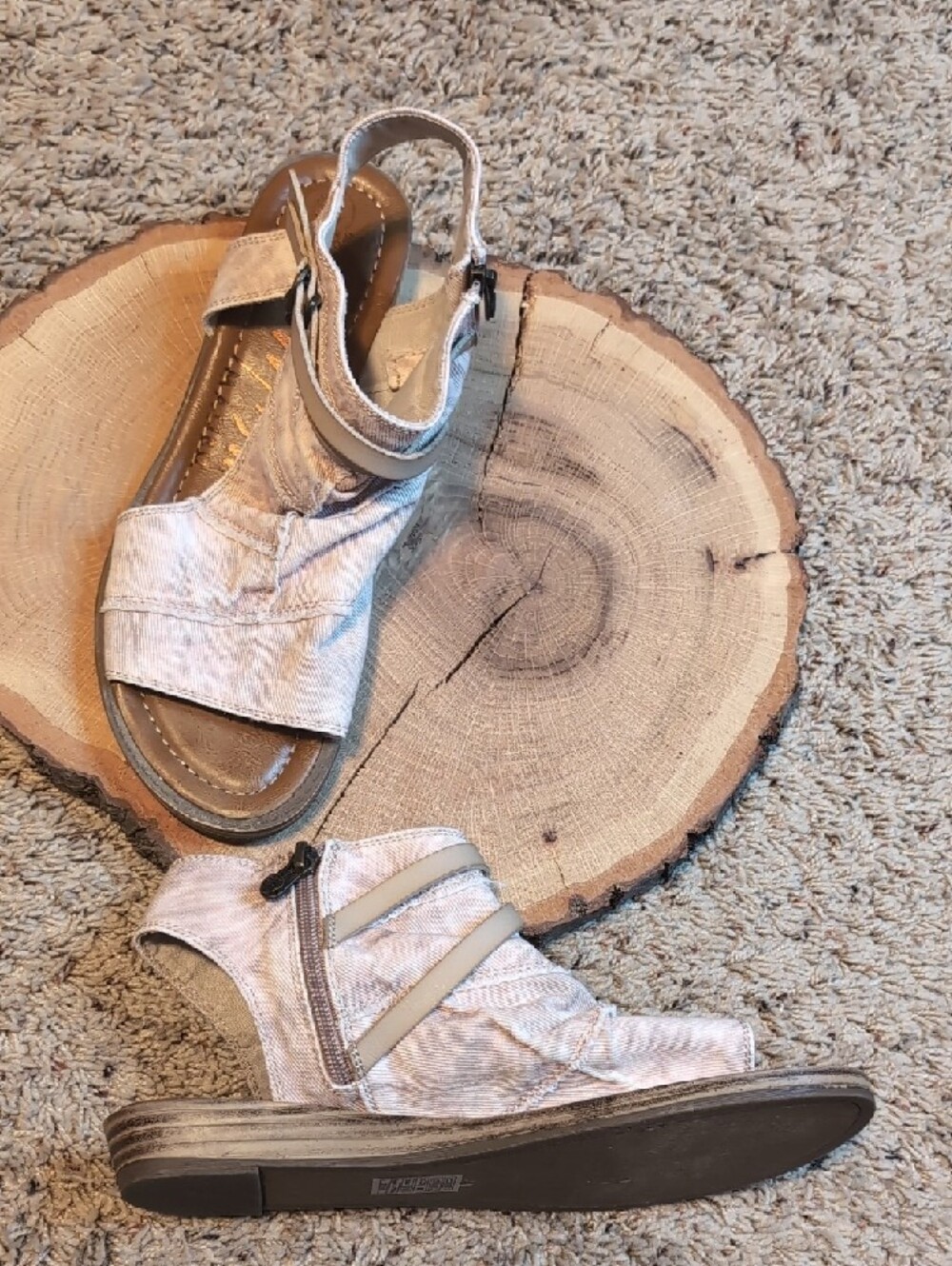 Blowfish Malibu Canvas Ruched Peep Toe Bootie Buckle Lagenlook Sandals NWT - Picture 5 of 14